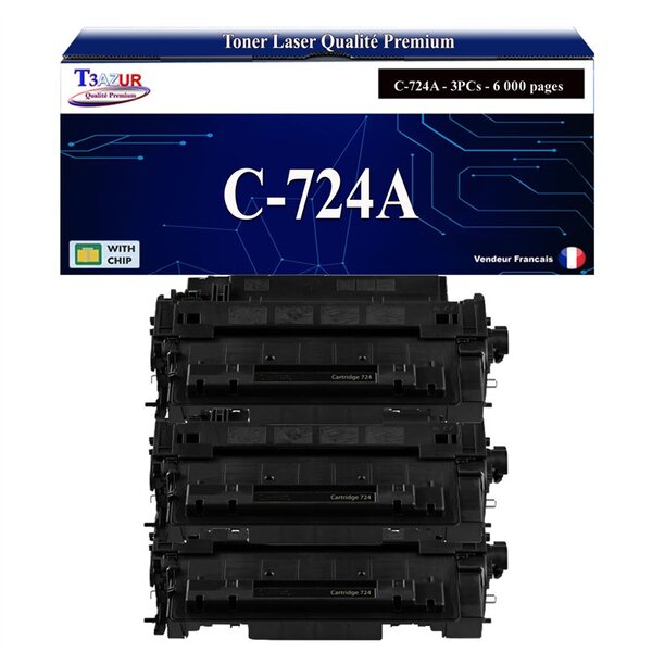 T3AZUR -3x Toners compatibles avec Canon 724 (3481B002) pour Canon LBP6750DN  LBP6780X  MF512x  MF515x