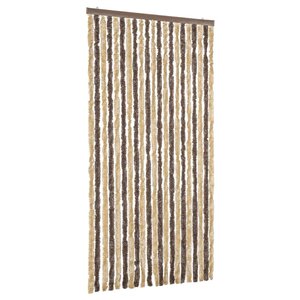 vidaXL Rideau anti-mouches marron foncé et beige 90x200 cm chenille
