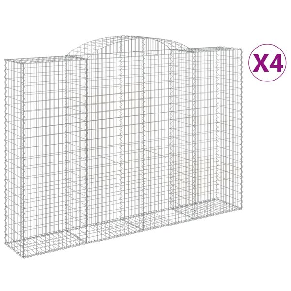 vidaXL Paniers à gabions arqués 4 Pièces 300x50x200/220 cm fer galvanisé