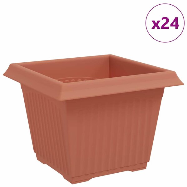 vidaXL Pot de Fleurs Carré 24 Pièces Rouge brique 23 x 23 x 17 5 cm