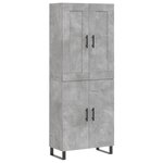 vidaXL Buffet haut Gris béton 69 5x34x180 cm Bois d'ingénierie