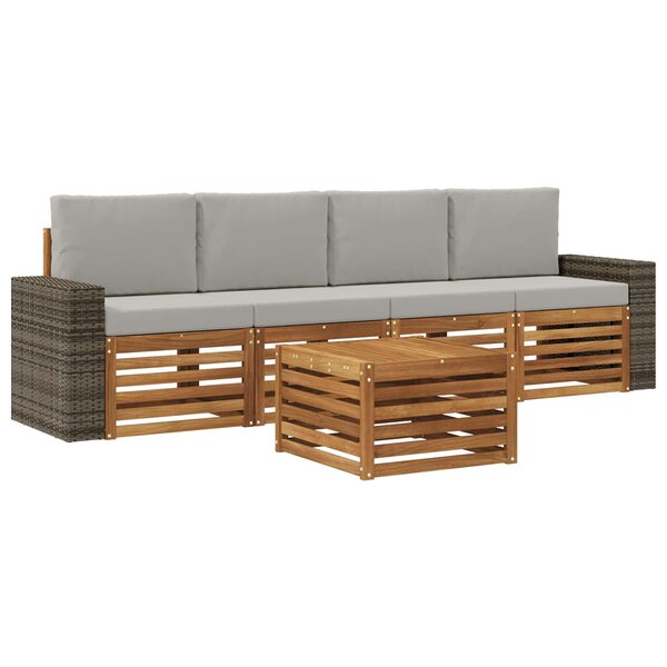 vidaXL Ensemble de canapés d'extérieur 5 Pièces Naturel et gris clair
