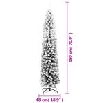 vidaXL Sapin de Noël artificiel mince flocon de neige vert 180 cm PVC