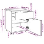 vidaXL Classeur mobile avec roues chêne artisanal 45x38x54 cm