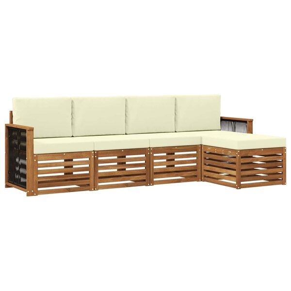 vidaXL Ensemble de canapés d'extérieur 5 pc Naturel et Crème
