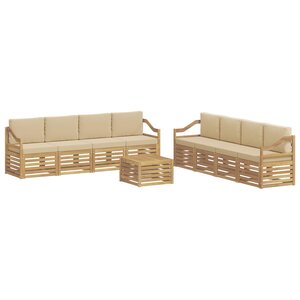 vidaXL Ensemble de canapés d'extérieur 9 pc Blanc et Beige Polyester