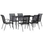 vidaXL Ensemble à manger de jardin 7 Pièces noir textilène et acier
