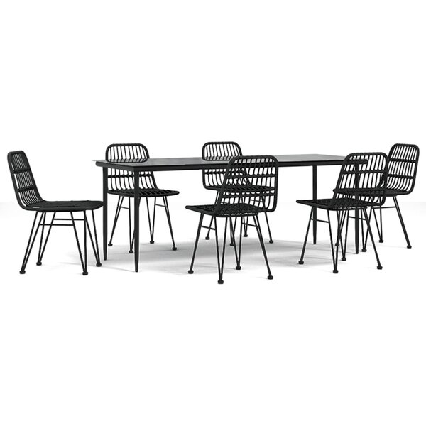 vidaXL Ensemble à manger de jardin 7 Pièces Noir Résine tressée
