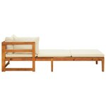 vidaXL Chaises longues et coussins blanc crème lot de 2 bois d'acacia