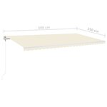 vidaXL Auvent automatique avec capteur de vent et LED 600x350 cm Crème