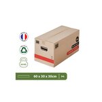 Pack and Move - Lot 10 Cartons Déménagement Premium - 60 X 30 X 30 - Extrême Résistance 25KG - Réutilisable - Poignées Renforcées - 1 Adhésif Offert
