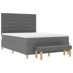 vidaXL Lit à ressorts avec tête de lit Gris foncé 190 x 140 cm tissu