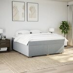 vidaXL Sommier à lattes de lit avec matelas Gris clair 200x200cm Tissu