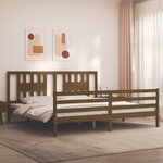 vidaXL Cadre de lit avec tête de lit marron miel 200x200cm bois massif