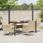 vidaXL Ensemble de salle à manger de jardin 5 pièces avec coussins en rotin poly beige