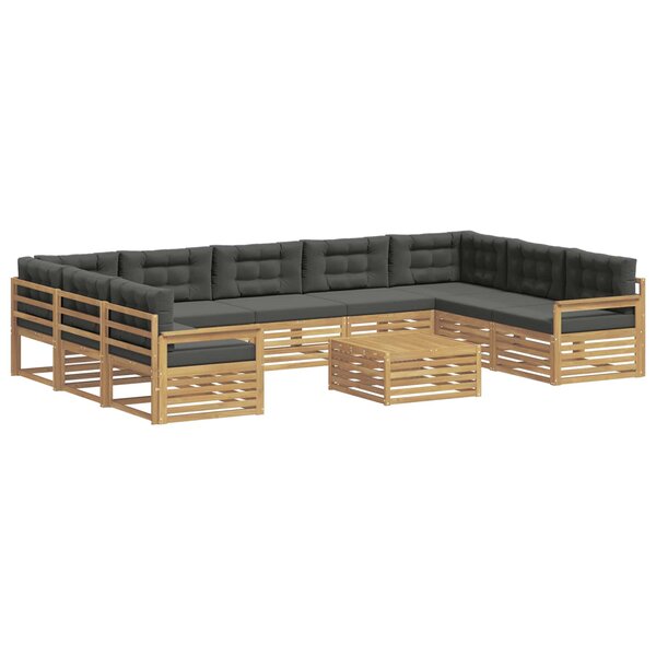 vidaXL Ensemble de canapés d'extérieur 10 pc Blanc et anthracite