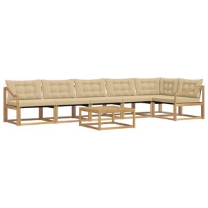 vidaXL Ensemble de canapés d'extérieur 7 Pièces Blanc et Beige