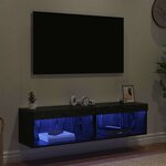 vidaXL Ensemble meuble TV avec LED Chêne noir Bois d'ingénierie