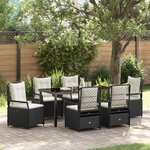 vidaXL Ensemble de Jardin 7 Pièces Noir Rattan Poly