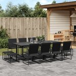 vidaXL Ensemble à manger de jardin 13 Pièces noir textilène