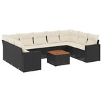 vidaXL Salon de jardin 10 Pièces avec coussins noir résine tressée