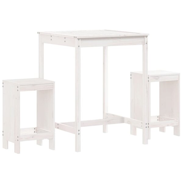 vidaXL Ensemble de bar de jardin 3 Pièces blanc bois de pin massif