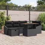 vidaXL Ensemble de canapé de jardin 7 Pièces Noir polyrotin