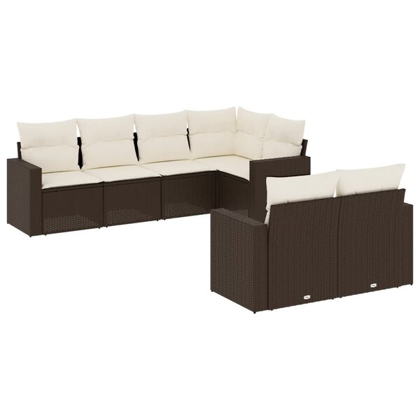 vidaXL Salon de jardin avec coussins 7 Pièces marron résine tressée