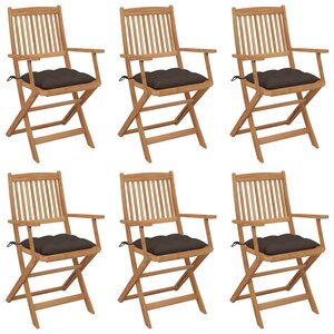 vidaXL Chaises pliables de jardin lot de 6 avec coussins Bois d'acacia