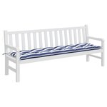 vidaXL Coussin de banc de jardin rayures bleues et blanches 200x50x7cm