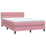 vidaXL Sommier à lattes de lit avec matelas et LED rose 140x210 cm velours