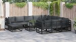 vidaXL Ensemble de canapé de jardin 11 Pièces Noir Aluminium