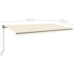 vidaXL Auvent automatique rétractable avec poteaux 6x3 5 m Crème