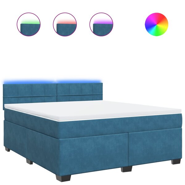 vidaXL Sommier à lattes de lit et matelas bleu 180x200 cm velours