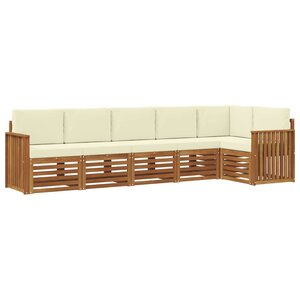 vidaXL Ensemble de canapés d'extérieur 6 pc Naturel et Crème Polyester
