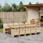 vidaXL Ensemble à manger de jardin et coussins 11 Pièces beige poly rotin