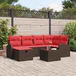 vidaXL Ensemble de canapé de jardin 7 Pièces Marron polyrotin
