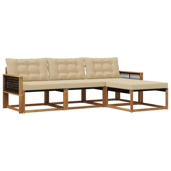 vidaXL Ensemble de canapés d'extérieur 4 pc Naturel et Beige