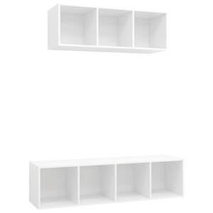 vidaXL Ensemble de meuble TV 2 Pièces Blanc Aggloméré
