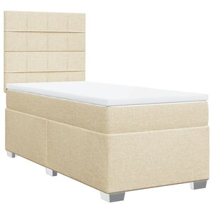 vidaXL Sommier à lattes de lit et matelas Crème 90x190 cm Tissu