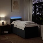 vidaXL Sommier à lattes de lit avec matelas Noir 100x200 cm Tissu