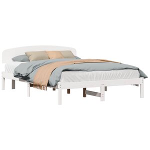 vidaXL Cadre de lit avec tête de lit Blanc 140 x 200 cm Pin massif