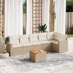 vidaXL Salon de jardin avec coussins 7 Pièces beige résine tressée