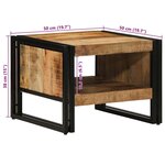vidaXL Table basse 50x50x38 cm bois de manguier massif brut