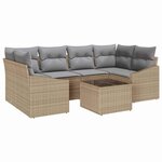 vidaXL Ensemble de canapé de jardin 7 Pièces Beige  Gris 55 x 55 x 37 cm