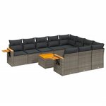 vidaXL Salon de jardin 11 Pièces avec coussins gris résine tressée