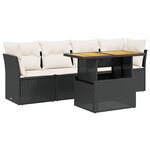 vidaXL Salon de jardin 5 Pièces avec coussins noir résine tressée