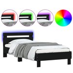 vidaXL Cadre de lit sans matelas avec lumières LED noir 100x200 cm