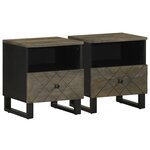 vidaXL Tables de chevet 2 Pièces noir 40x33x46 cm bois de manguier solide