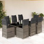 vidaXL Ensemble de bistro de jardin 9 Pièces coussins gris poly rotin